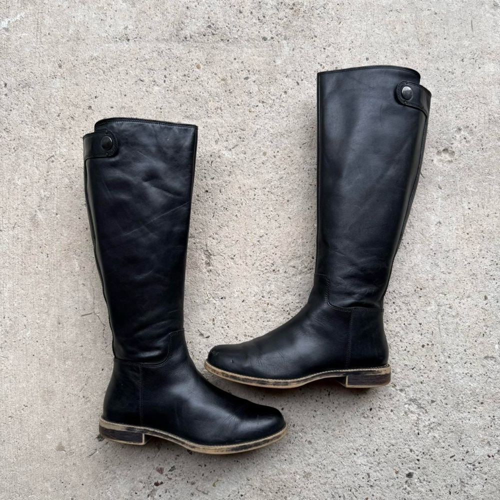 Black Leather Riding Boots by Franco Sarto